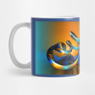 3D Blue & Amber Swirl Burst Mug